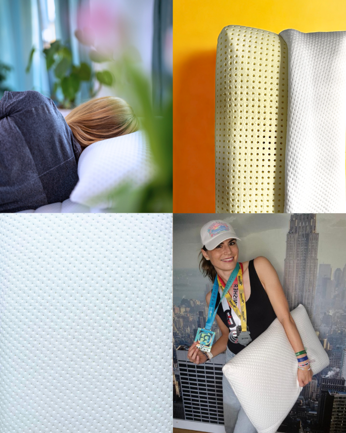 Person schläft entspannt auf dem JOMFY DREAM Kissen – Unterstützung für Nacken und Regeneration