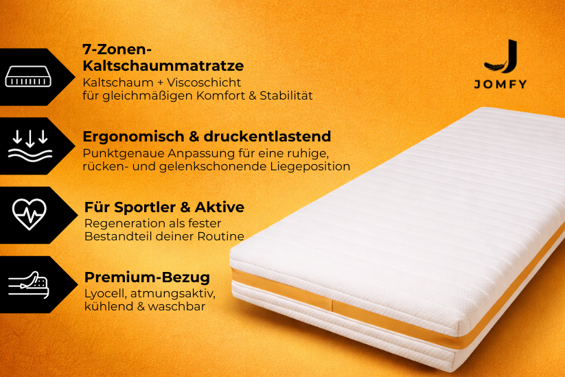 JOMFY RECHARGE Matratze aus 7-Zonen-Kaltschaum mit ergonomischer Druckentlastung
