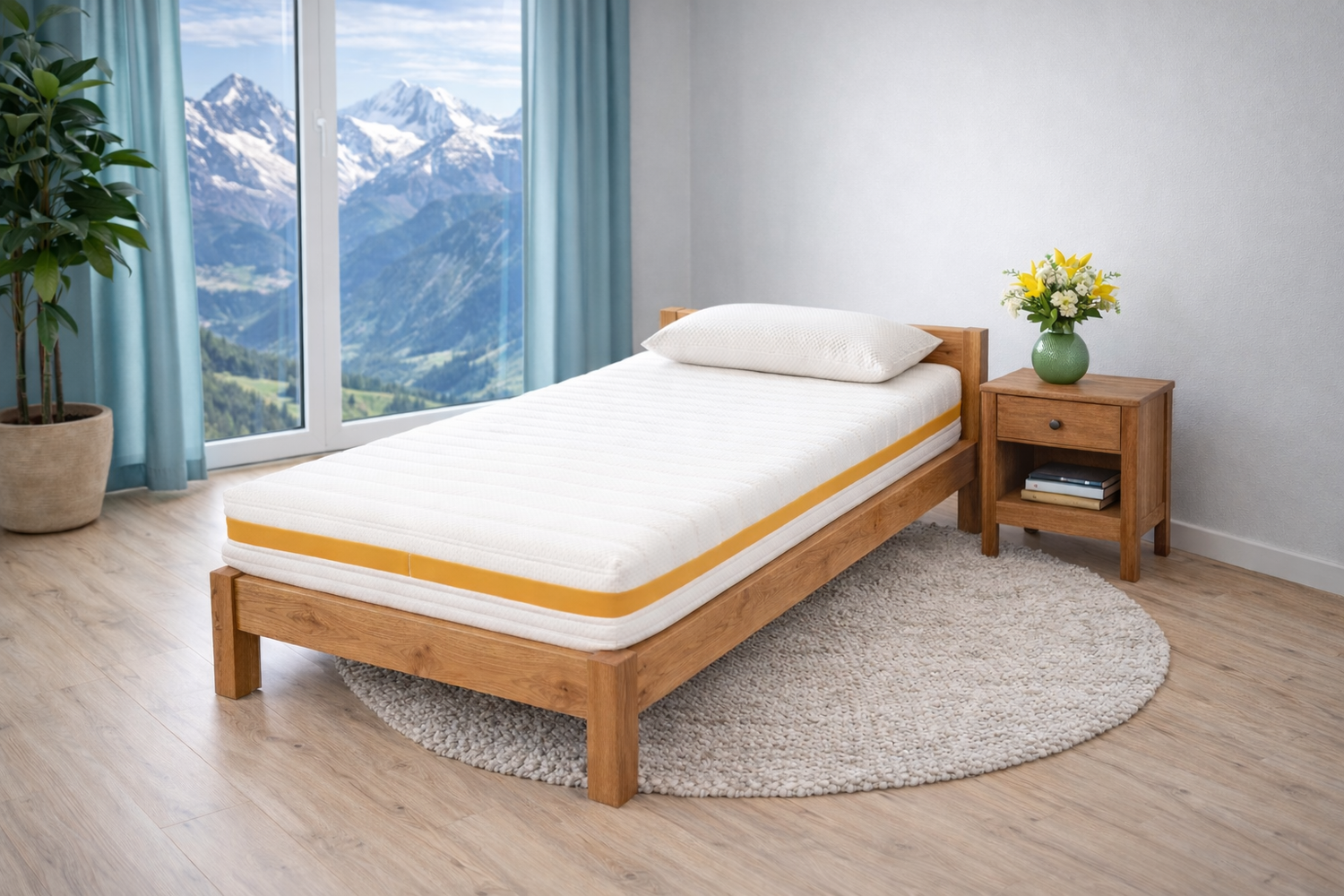 JOMFY RECHARGE Kaltschaum-Matratze im Schlafzimmer mit natürlicher und ruhiger Schlafumgebung
